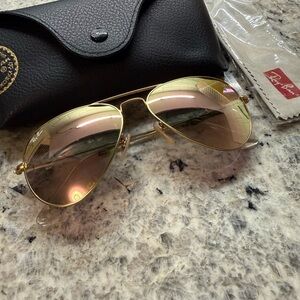 Ray-Ban Gold and Pink Aviator Sunglasses